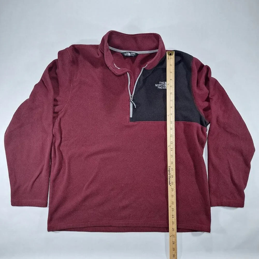The North Face Sweatshirt Mens XL Red Maroon Fleece Pullover 1/4 Zip Long Sleeve